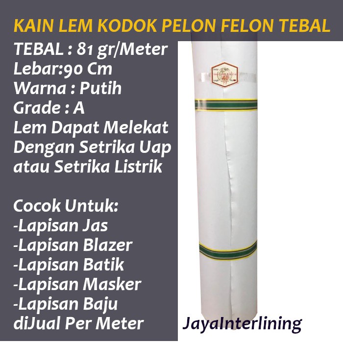 Kain Lem Kodok Pelon Felon TEBAL LEBAR 90CM Putih MURAH