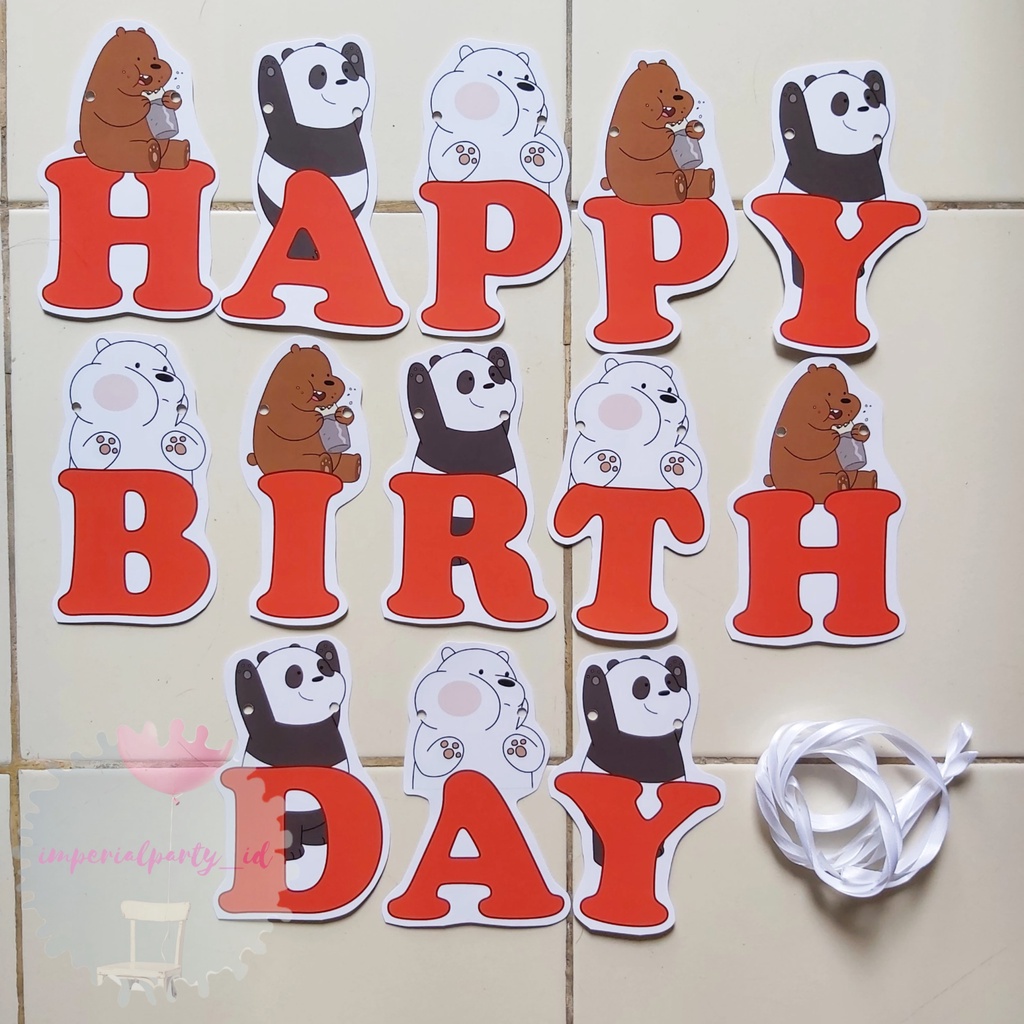 Banner Bunting Flag Happy Birthday HBD We Bare Bears