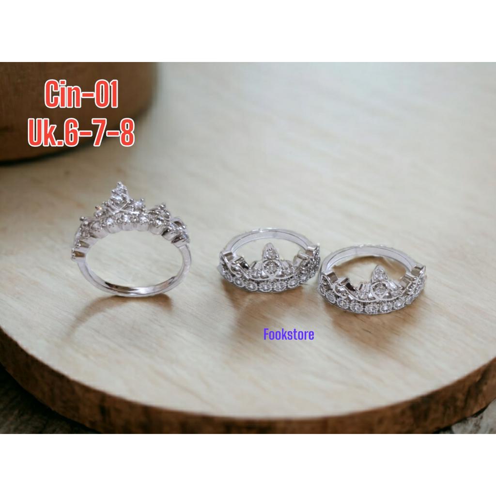 CINCIN DEWASA MOTIF PERMATA  SILVER ANTI ALERGI /CIN-01