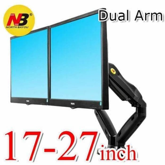 Bracket Oximus Hydra ZD-P1128 (13&quot;- 27&quot;) Bracket Jepit Meja 2 LCD HITAM