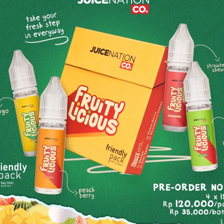 LIQUID FRUITYLICIOUS FRIENDLY PACK SALTNIC  LIQUID AUTHENTIC EDITION