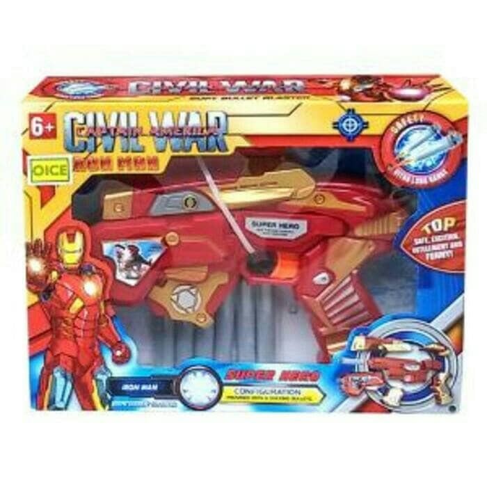 Mainan Anak Pistol Soft Blaster Nerf Ironman Avengers Marvel Gun