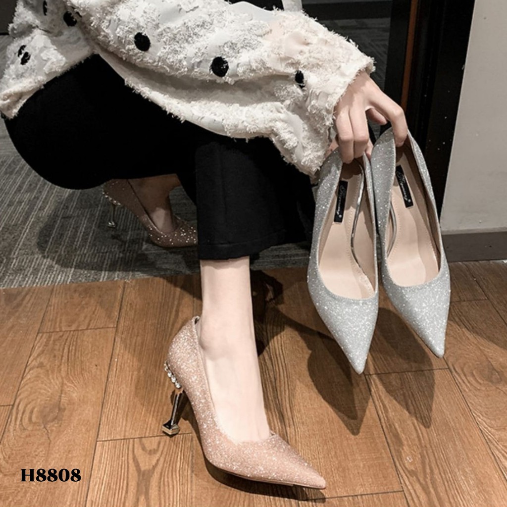 RESTOCK WYN SEPATU HEELS STILETTO DIAMOND KOREA H8808