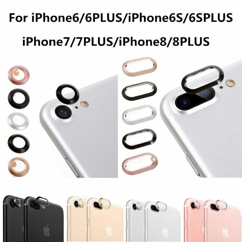 Ring Camera iPhone 7 / 7+ / 8 / 8+ Bumper Kamera Metal + Lensa Anti Gores Screen Guard Protector 7 Plus 8 Plus Bumper Ring Camera