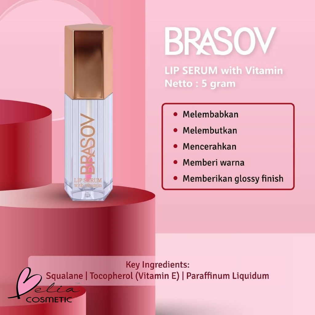 ❤ BELIA ❤ BRASOV Lip Serum with Vitamin Pelembab Bibir 5 GR | Perona Bibir Sehat Alami | LipSerum | Colour Glossy | BPOM