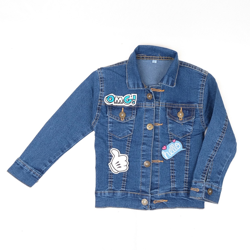 CARVA ORIGINAL JAKET JEANS ANAK DENIM LAKI LAKI PEREMPUAN JAKET BAYI OMG SERIES BORDIR BIOWASH  REAL PICT