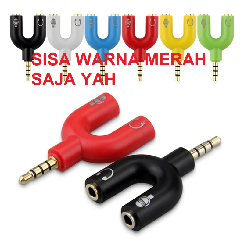 SKU-1056 Konektor Jack Y Aux 3.5mm ke Audio Headset &amp; Mic U Splitter