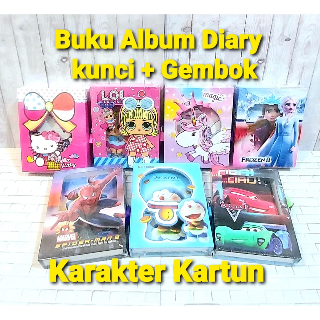 

BUKU DIARY ANAK KARAKTER KARTUN LUCU DENGAN KUNCI GEMBOK LOL UNICORN FROZEN DORAEMON