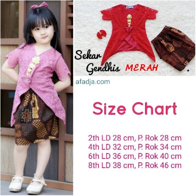 BISA COD - SET KEBAYA ANAK MODERN SEKAR GENDHIS BROKAT FREE JEPIT PITA (MERAH)