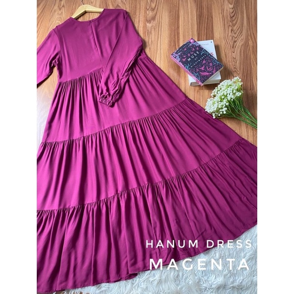 Hanum dress premium / dress polos / dress busui / gamis busui / dress rayon twill / dress hitam polos / BISACOD-MAGENTA