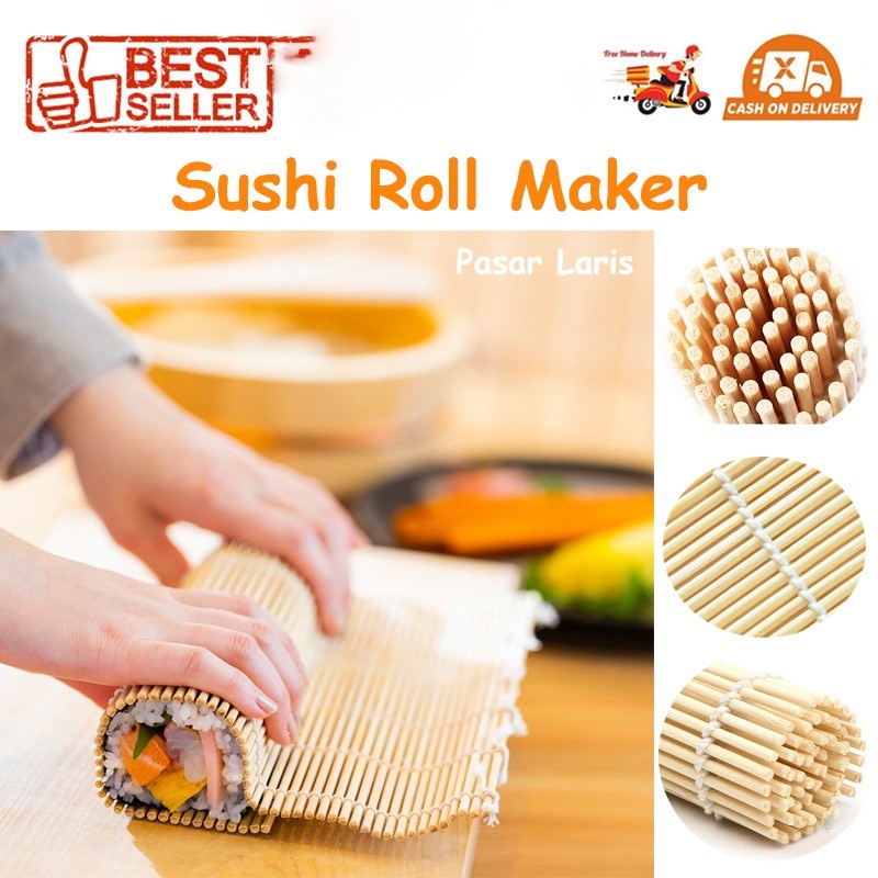 [DEASTORE] TIKAR BAMBU SUSHI / TIKAR BAMBU PENGGULUNG SUSHI MAKISU / ALAT GULUNGAN NASI BENTO ANAK / BAMBOO SUSHI MAT ROLLER MAT / SUSHI ROLL MAKER RICE MOLD