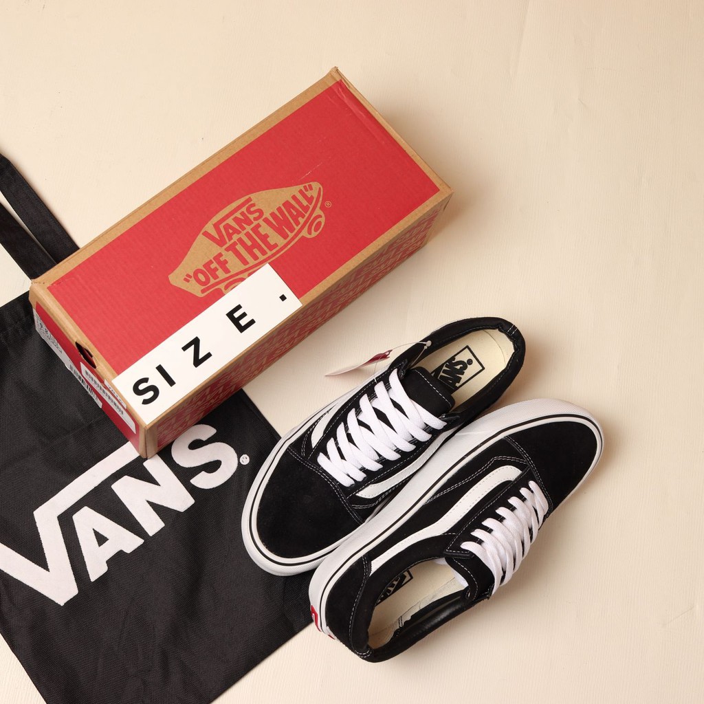 Paket 100% Import Vans Old Skool BlacK White + Tote Bag Vans