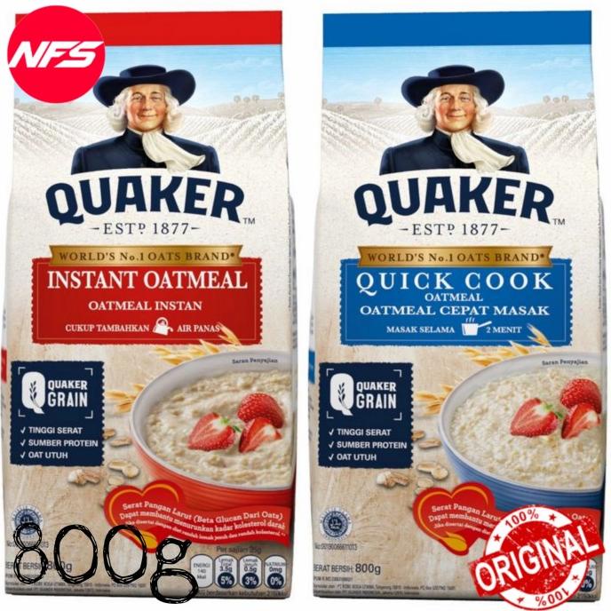 

QUAKER Oats Oatmeal-Instant-Quick Cook Bag Pack 800 g-Instan-Masak