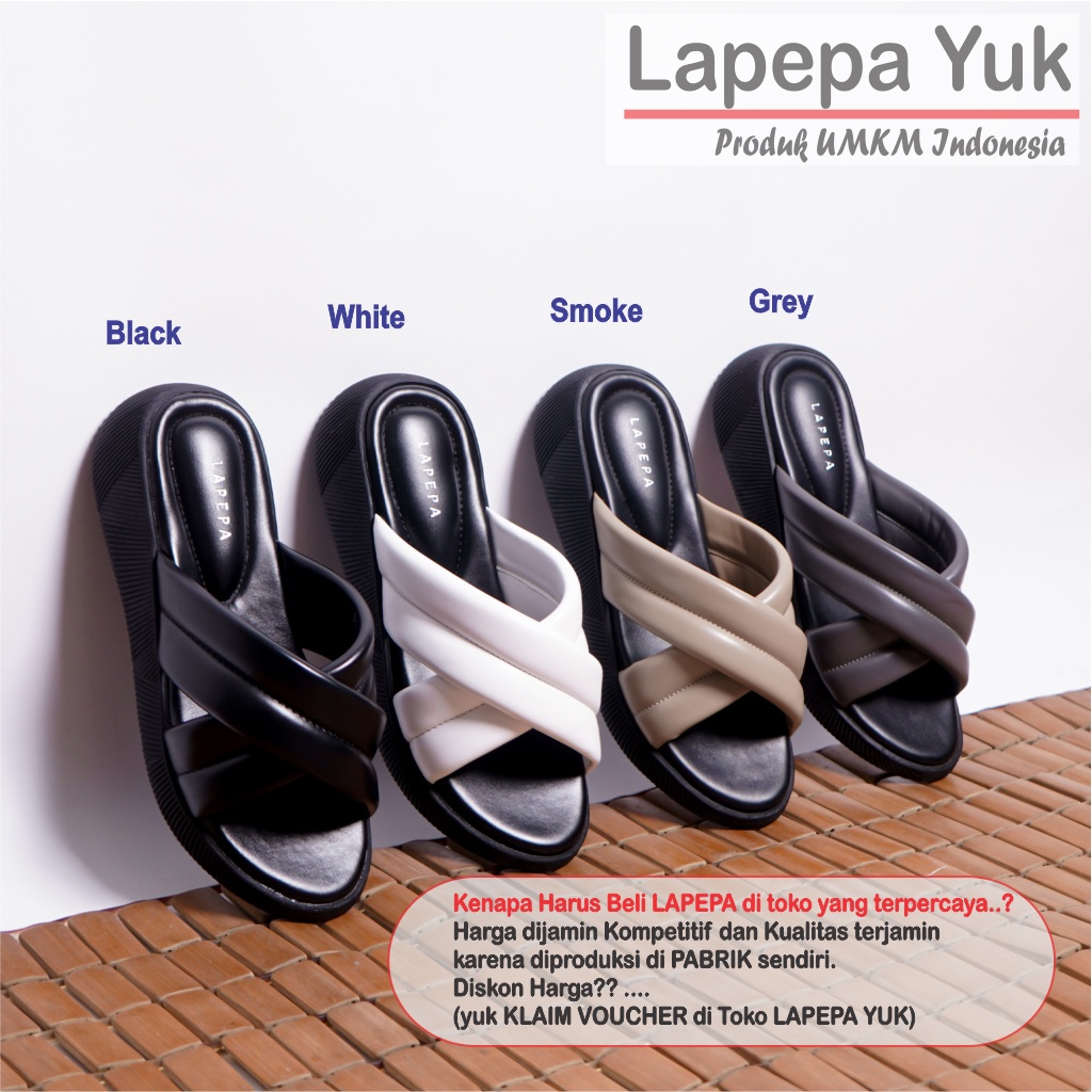 LAPEPA YUK - Sandal Wanita Wedges NADHIRA ALL COLOR Sendal Cewek Platform Kondangan Hak Tinggi 3cm Model Silang 2 Size 36 37 38 39 40 41 Pergi Jalan Casual Santai Rumah Slop Warna Hitam Selop Premium Original Kekinian Terbaru Shoes ORI Mall Official Store