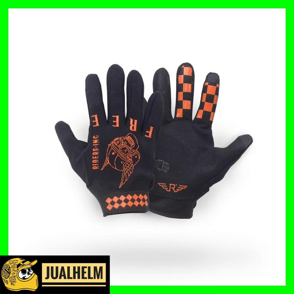 Sarung Tangan Gloves Skull Orange Touchscreen (Glove / Motor / Riding)