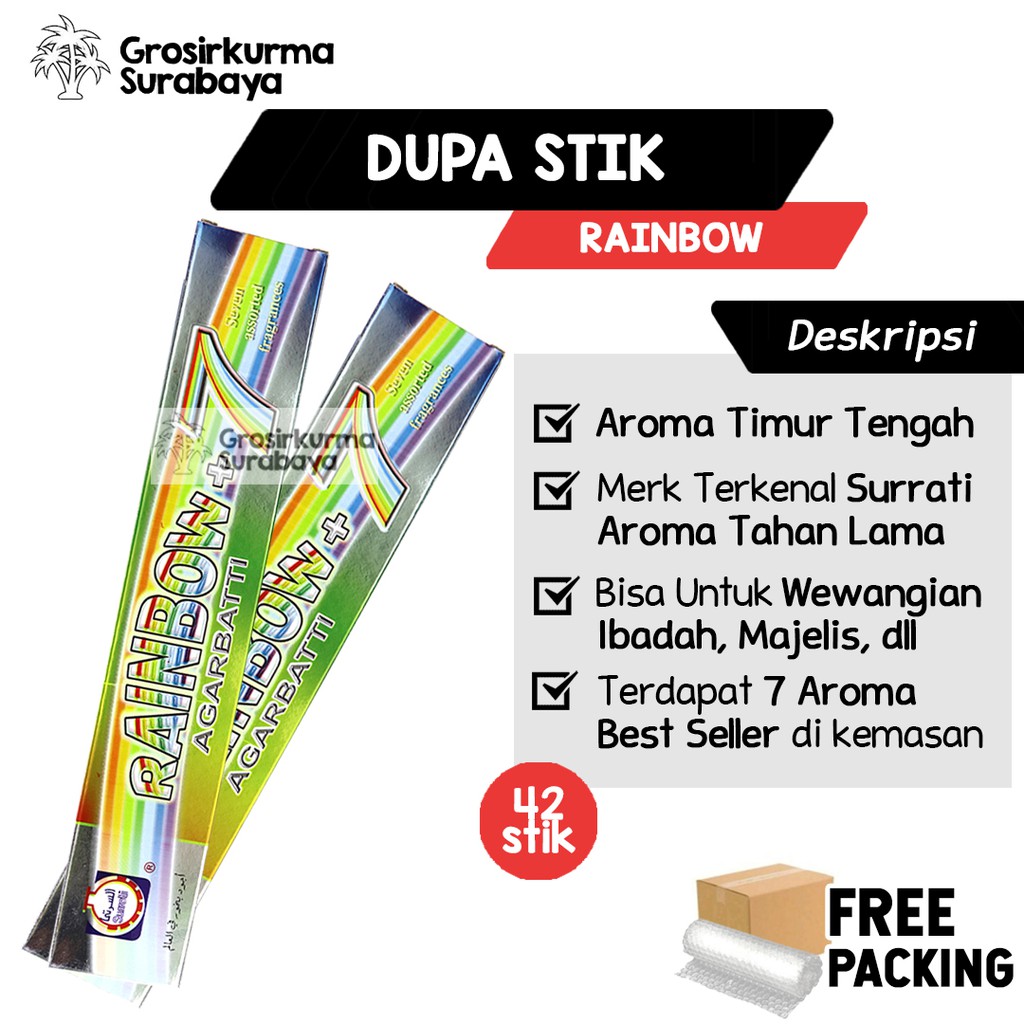 DUPA RAINBOW 42 Stick Premium Aroma Mewah Memikat Hati Miniatur Jazeera Arab Hadiah Souvenir Nikah