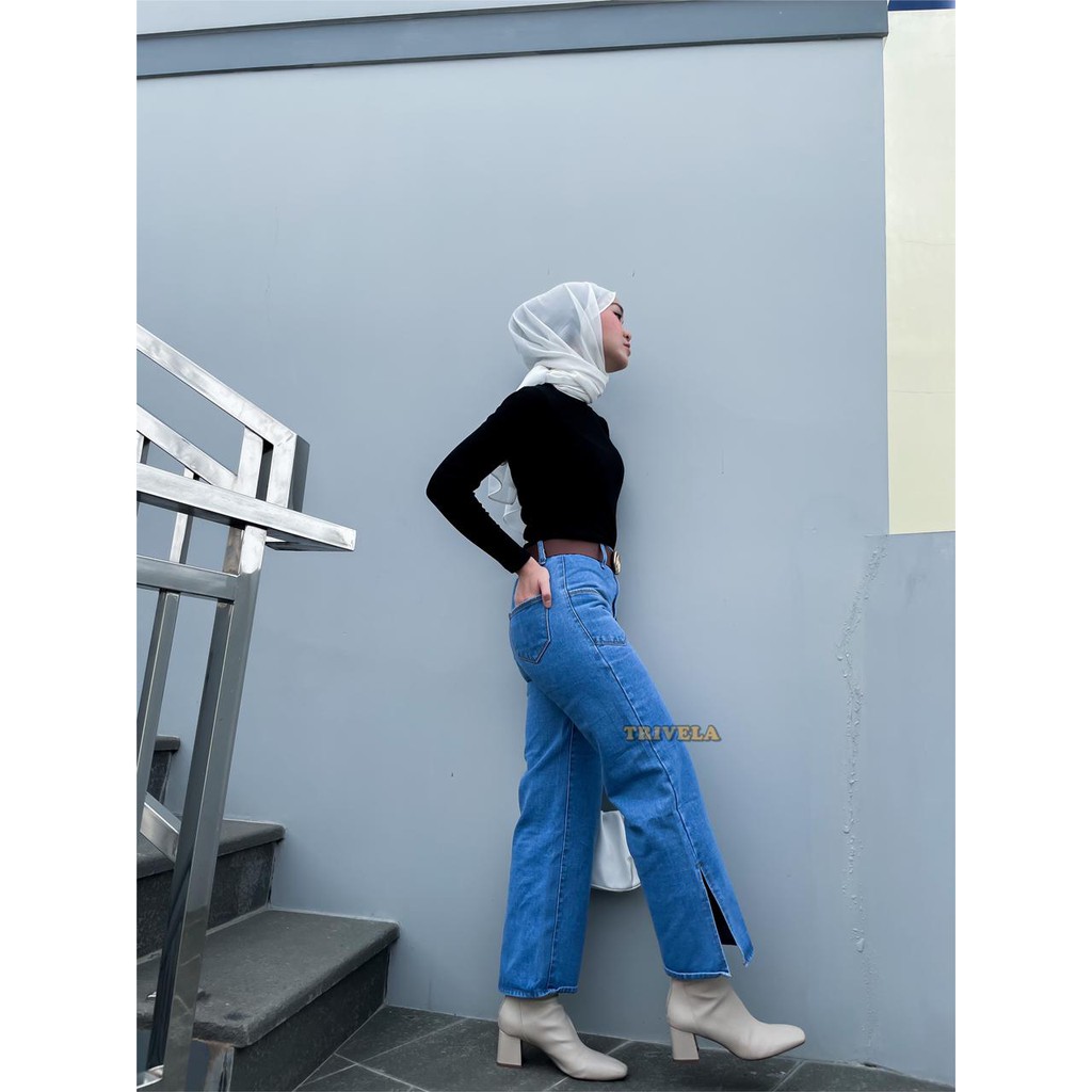 TRIVELA - Boyfriend Jeans Zoya / Boyfriend Jeans Wanita / Kulot Jeans Wanita