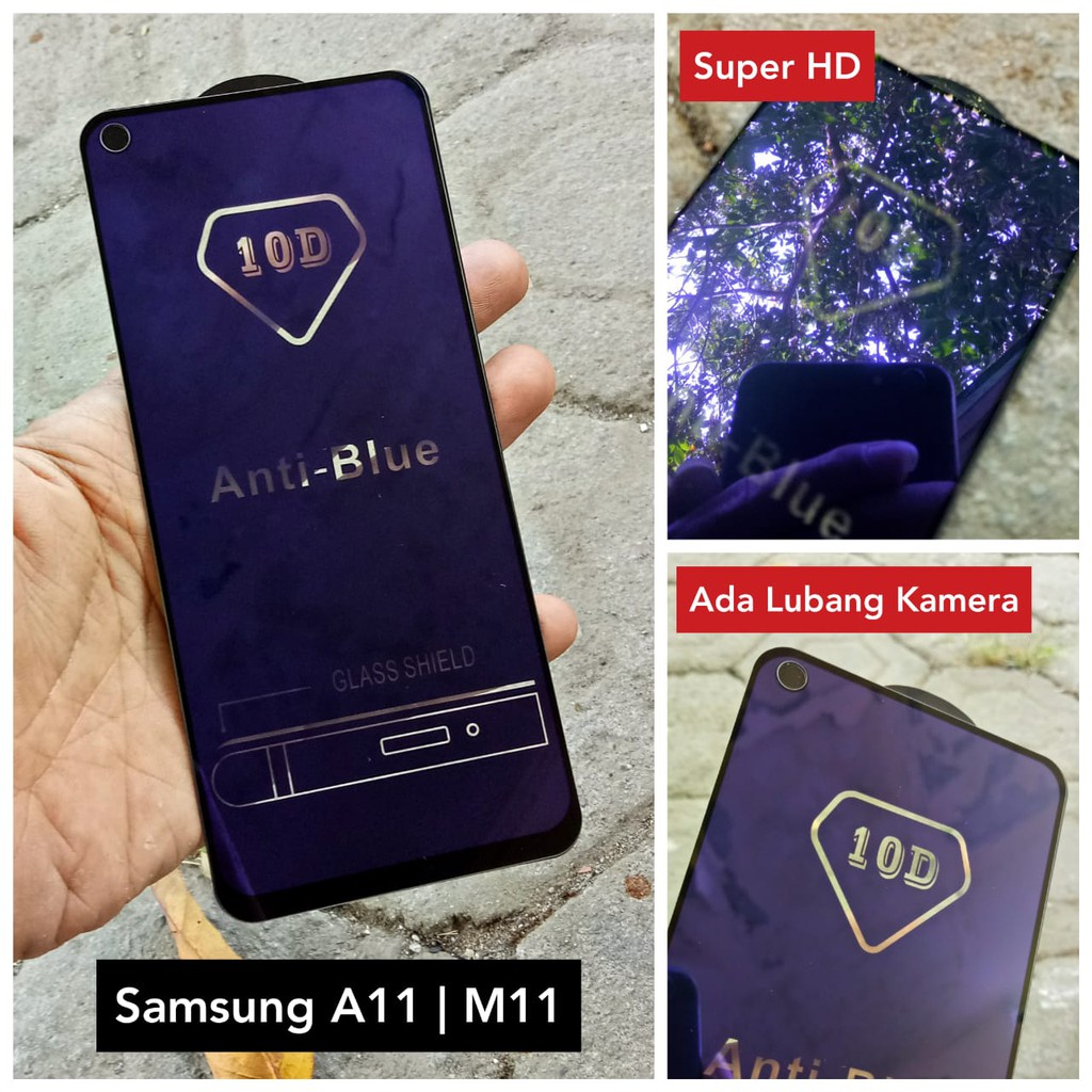 Tempered Glass 10D Samsung A11 M11 Full Cover Anti Blue Radiasi UV Premium Quality