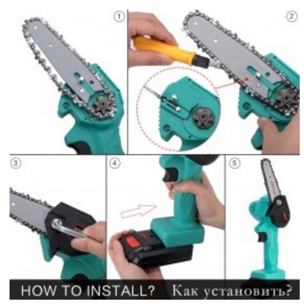 Gergaji Mesin Portabel Cordless Chainsaw Rechargable 24V Tanpa Kabel 111138