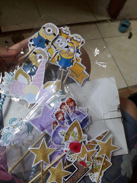 Topper Cake/cupcake Tambah Nama, Hiasan Kue Ulang Tahun, Motif Minion