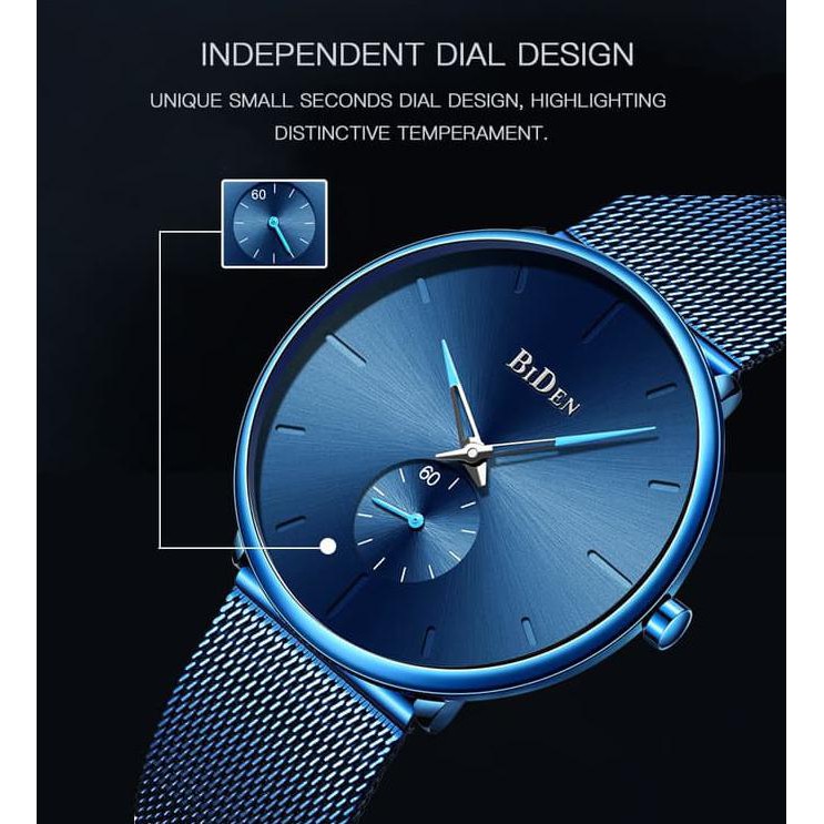 Jam Tangan Biden Pria Wanita Fashion Sport Waterproof Bisnis Tonton - Biru