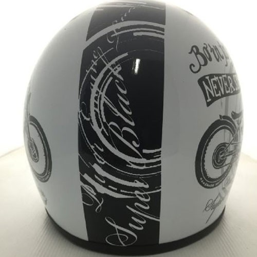 HELM CAKIL HBC BORN TO RIDE PUTIH ( Fullface / Retro / Klasik / Vespa )