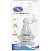 Baby Safe Double Valves Slim Nipple Dot Reguler Bulat Isi 2 Pcs  DOT0M DOT0L DOT0XL