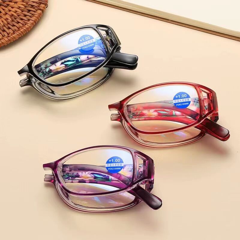 KACAMATA BACA PLUS FRAME LIPAT LENSA ANTI RADIASI HIGH QUALITY LIGHT EYE GLASSES MOTIF BUNGA UNIK + BOX DAN LAP BR77 UNISEX