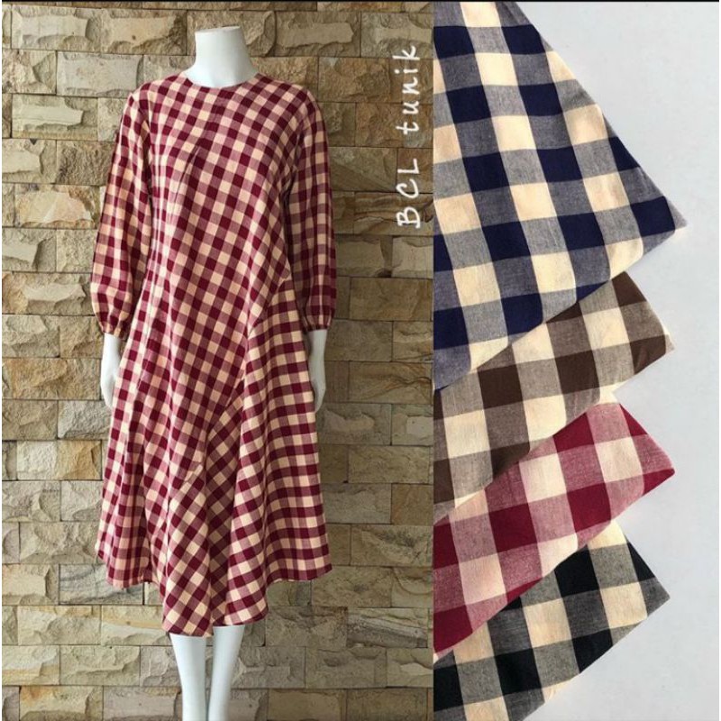 TUNIK KOTAK-KOTAK | ATASAN TUNIK BAHAN KATUN