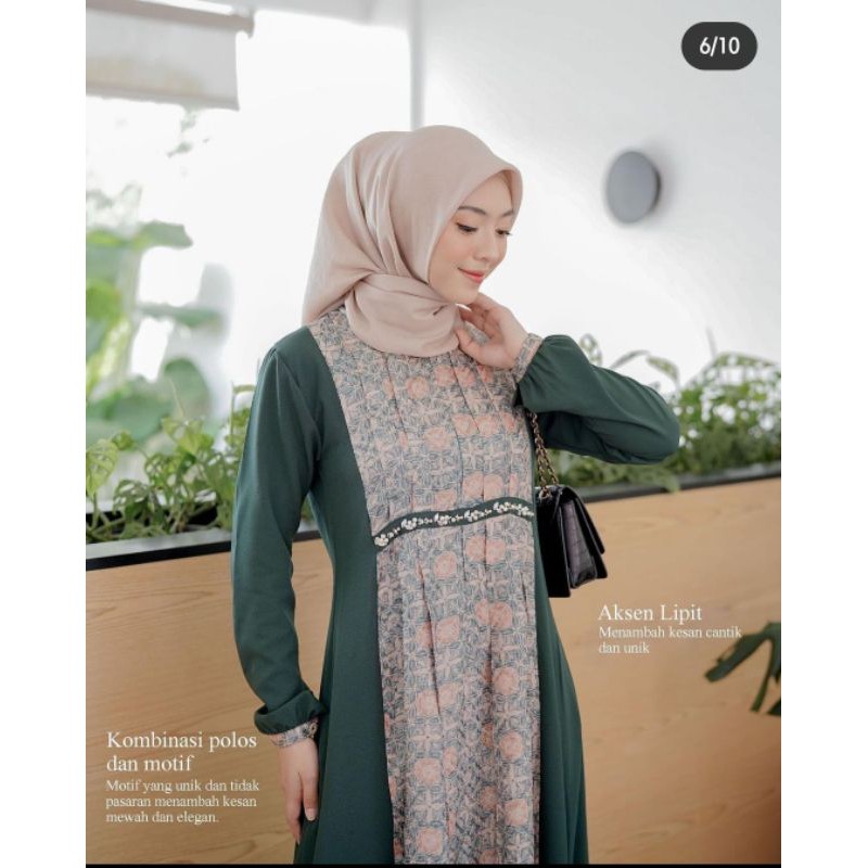 DRESS NAJMA ABAYA BATIK SERIES non Payet - Green Bottle uk M by BBC Collections