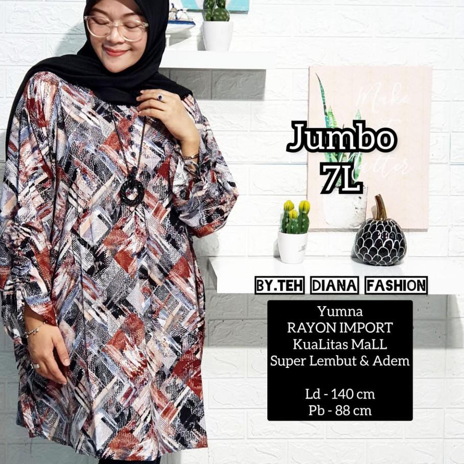 ❂ Baju Atasan Wanita Jumbo 7L / Atasan Wanita Jumbo / Model Yumna Seriz Impor Berkualitas (LD=140 Cm