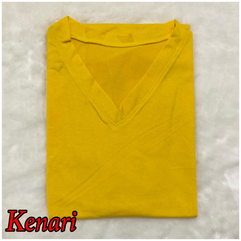 V-NECK JUMBO XXL Panjang / Kaos Polos Basic Vneck Panjang /  t-shirt / Atasan Pakaian Wanita Murah-TPJ VXXL-  KENARI