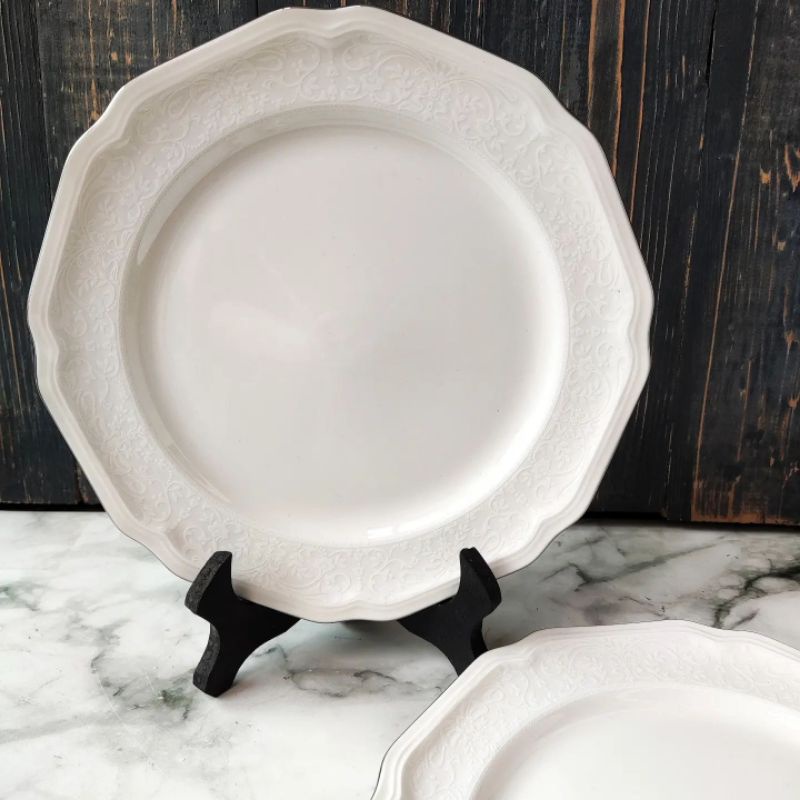 Floral Moire Salad Plate Rim Platinum Saint James