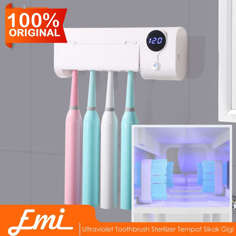 Rak Sikat Gigi UV Wall Mounted Toothbrush Holder Sterilizer - EC138