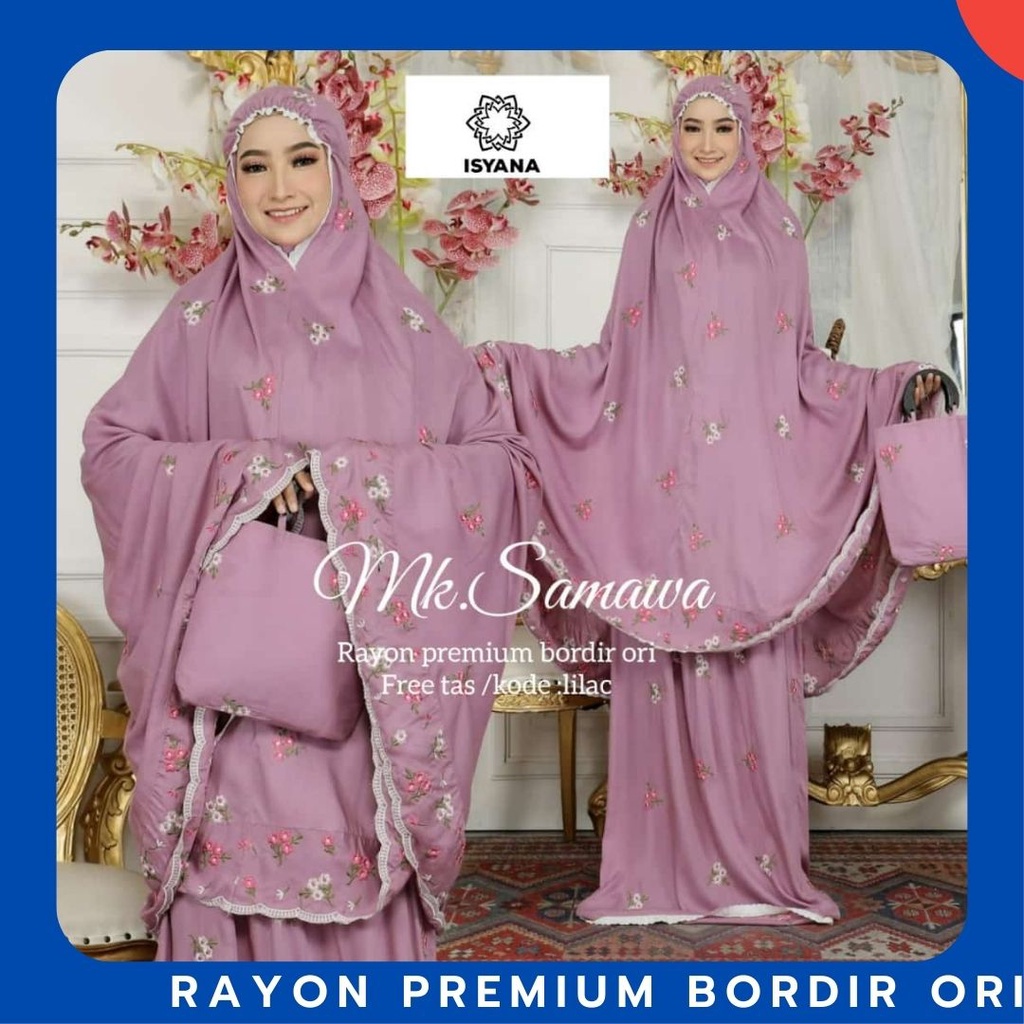 samawa mukenah mukena rukuh rukoh rayon adem bordir warna motif polos bunga 2in1 tas dewasa perempua