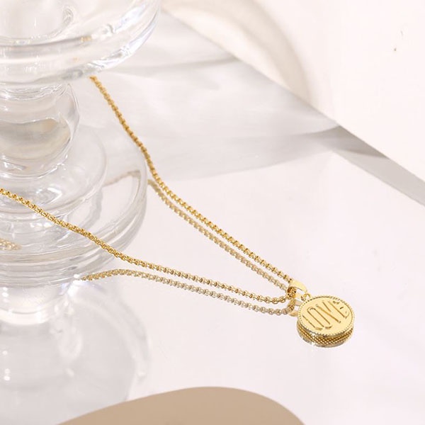 kalung simpel bulat love simple retro necklace jka239(3e2)