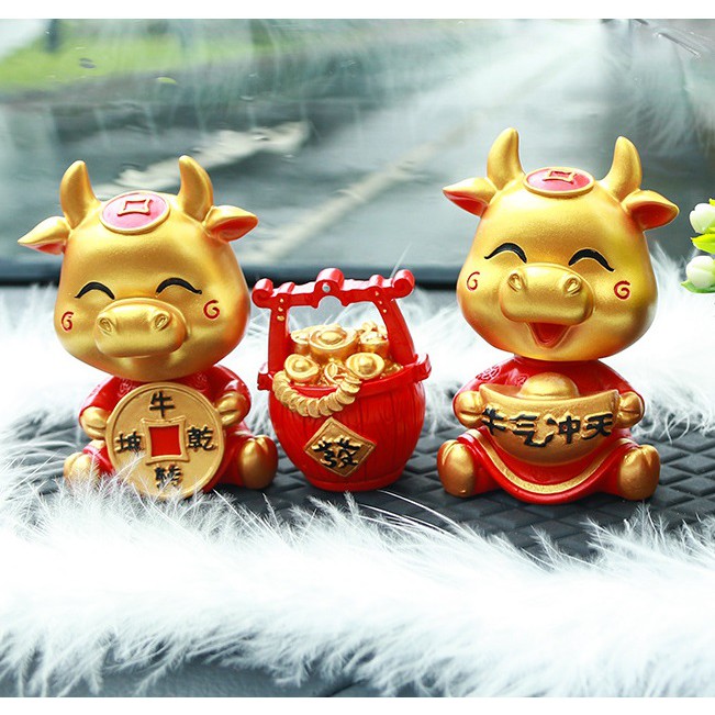 Pajangan Dashboard Mobil LUCKY OX KERBAU yang Kepala Shacking Head