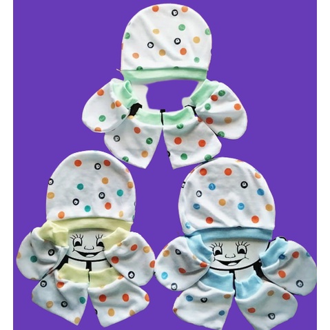 Set topi bulat Sarung Tangan Kaki bayi Jerapah Newborn Murah Grosir Set Topi sartaki