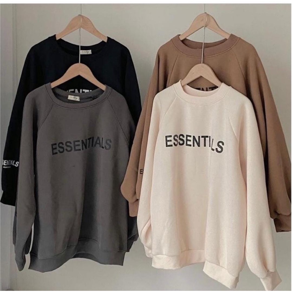 SWEATER UNISEX ESSENTIALS / PAKAIAN CASUAL ALA KOREA / CREWNECK FLEECE PREMIUM TEBAL LEMBUT TERBARU'