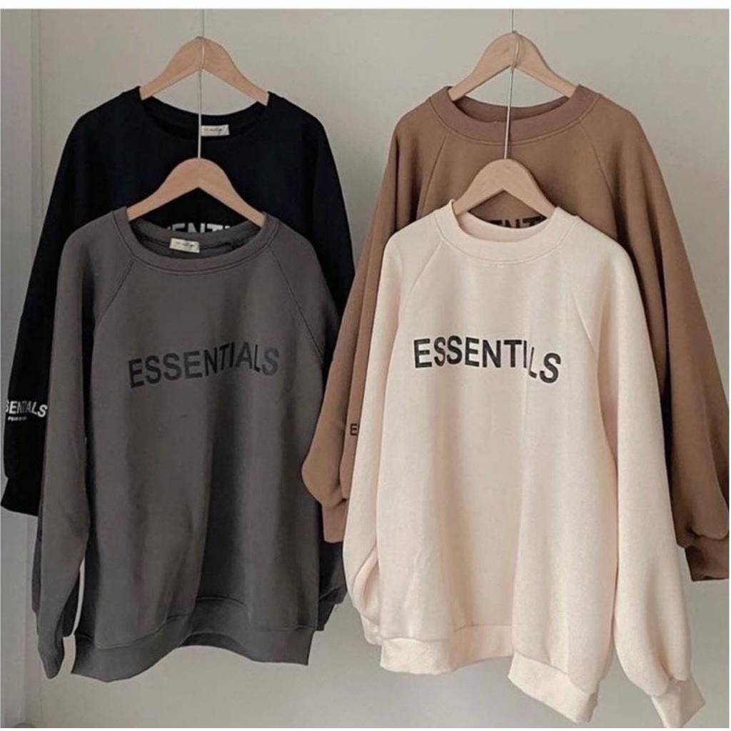 SWEATER UNISEX ESSENTIALS // ATASAN CASUAL PREMIUM // CREWNECK UNISEX FLEECE TEBAL HALUS TERBARU,