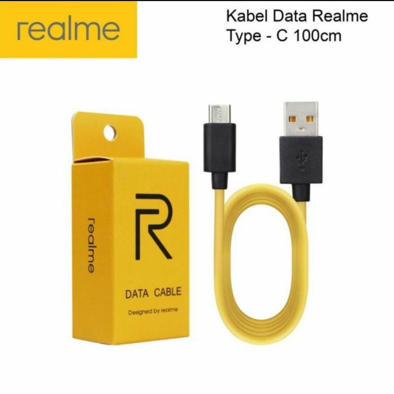 Kabel Data Realme Original Micro Type C USB Cable Fast Charging Warna Kuning 1 M 1 Meter