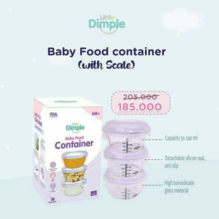 Food container little dimple A multi purpose 130ml, 160ml, 240ml bpa free borosilicate glass