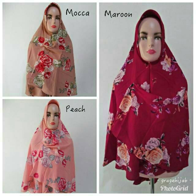 khimar Bubble motif  antem syari jilbab instan