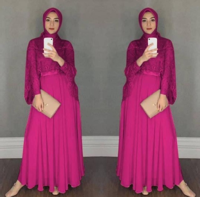 JCZ- maxi chikita / Gamis wanita Lebaran terbaru / Maxi brukat Cape wanita kekinian