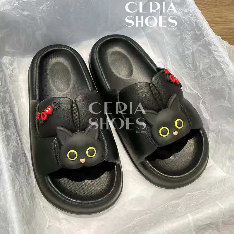 PVC Sandal Slop Kokop Wanita Import Motif Catty Rubber Super soft Bahan Jelly Empuk Elastis Sol Tebal Anti Slip