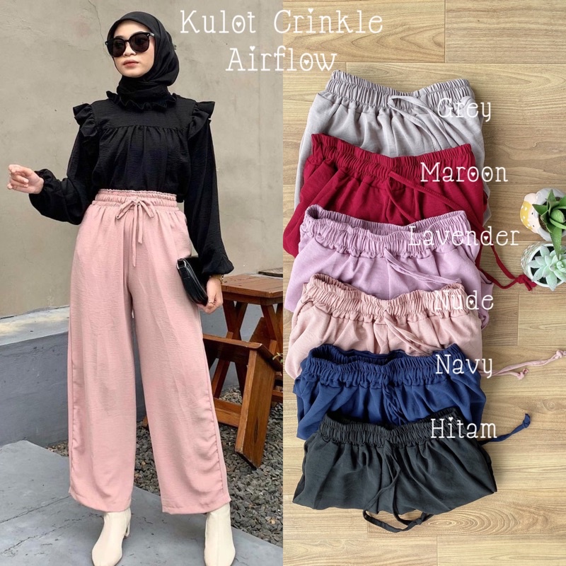 PROMO!!! Celana kulot crinkle bahan crinkle airflow premium / celana kulot CRINKLE wanita loose cullote pants homewear / celana wanita celana panjang wanita terbaru 2022 celana kulot koran style terbaru kulot jumbo kulot wanita terbaru ( HARGA PROMO )