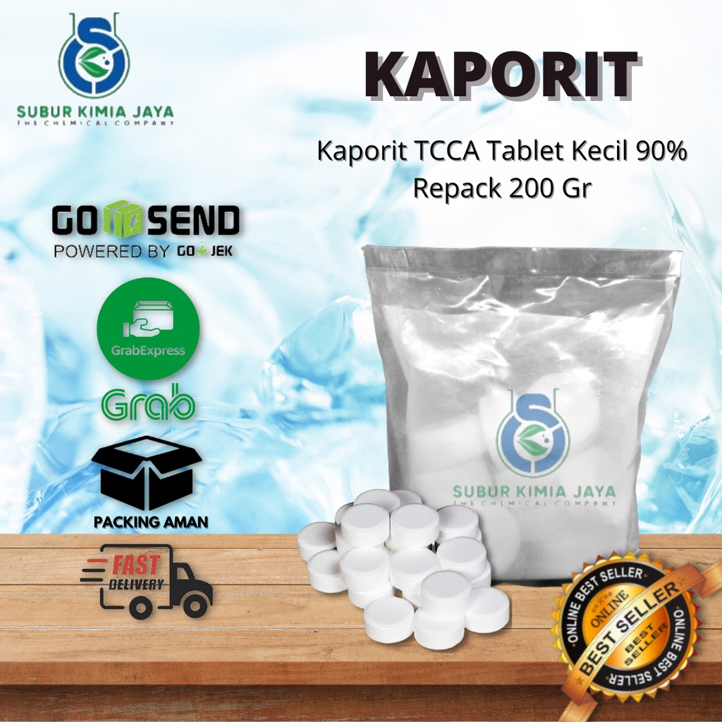 

Kaporit Tablet Kecil 90% 200 gr/ Penjernih Air Kolam Berenang Premium
