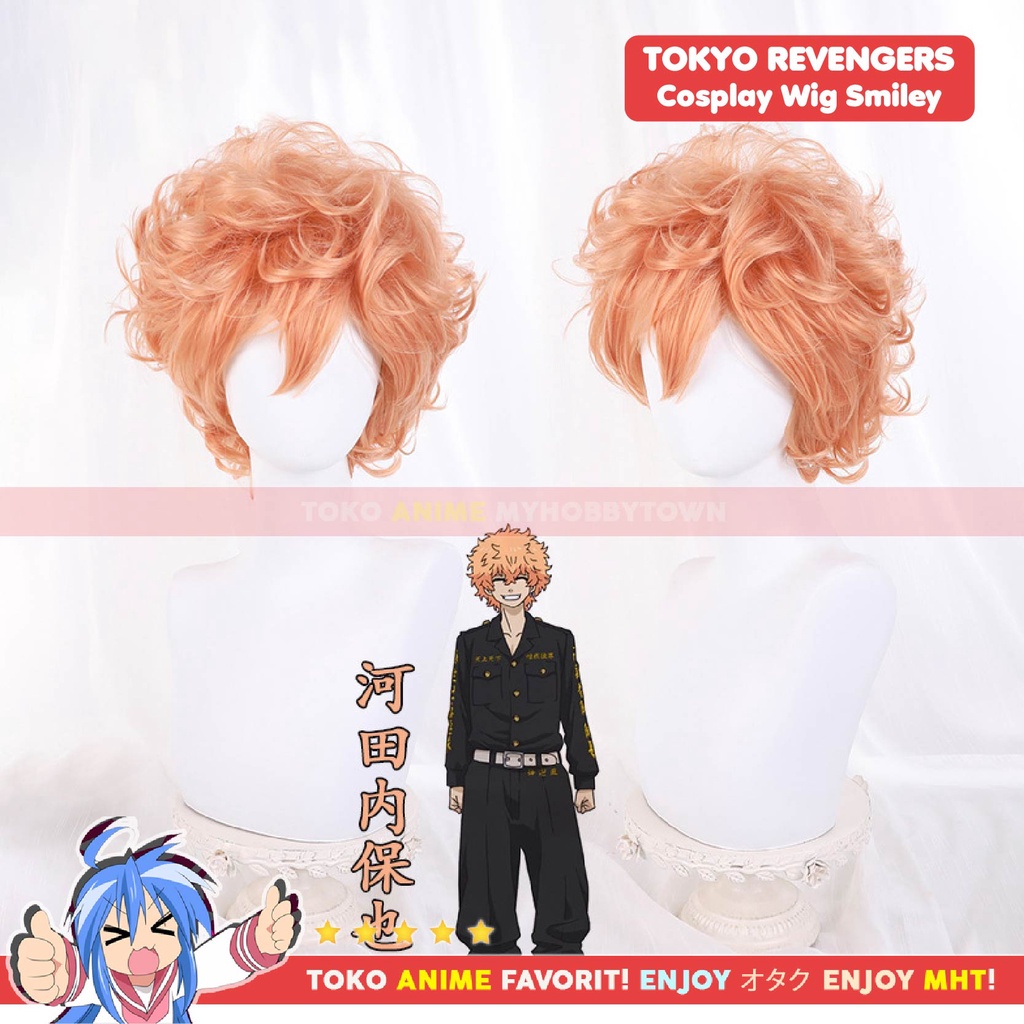 Wig Cosplay Anime Tokyo Revengers : Smiley Kawata Nahoya Orange Tokyo Manji - Rambut Palsu