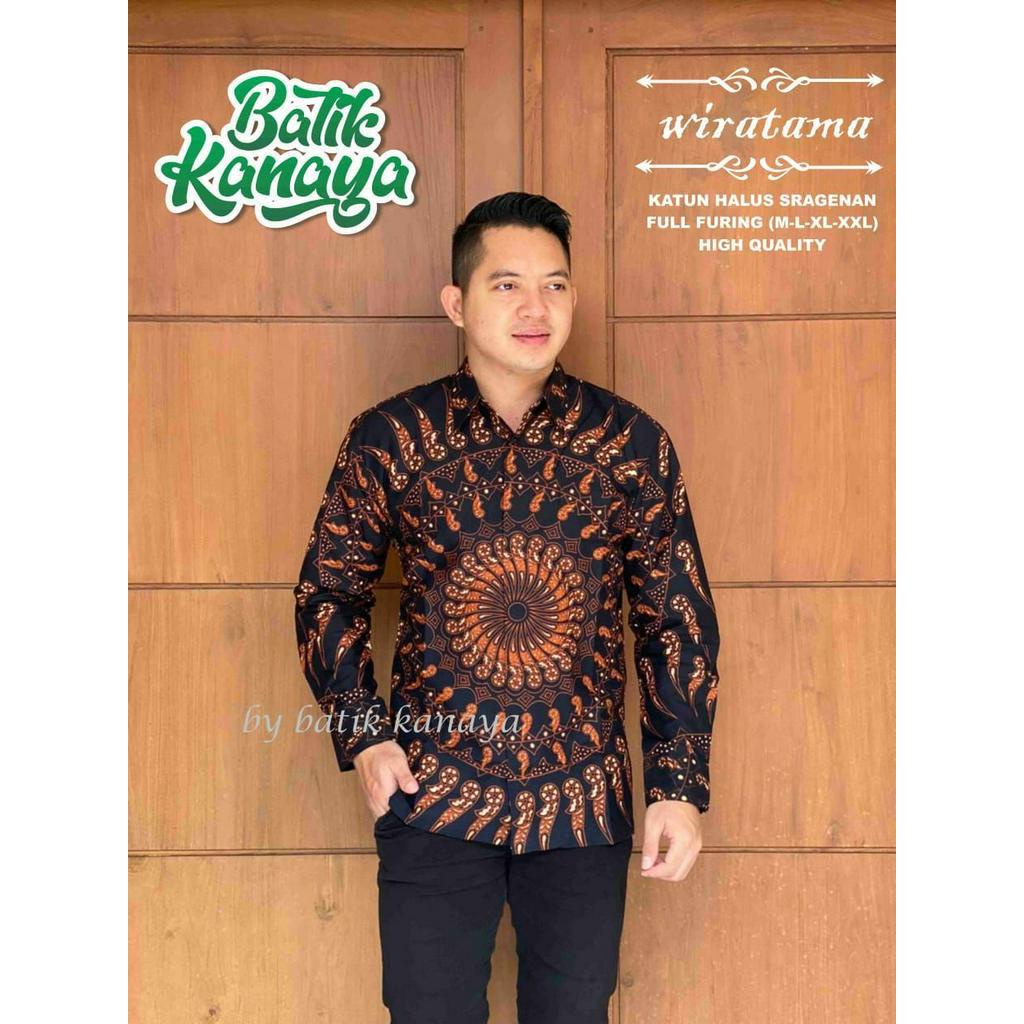 Kemeja Batik Warna Hitam Terbaru Batik Pria Lapis Furing Batik Solo Terbaru WIRATAMA