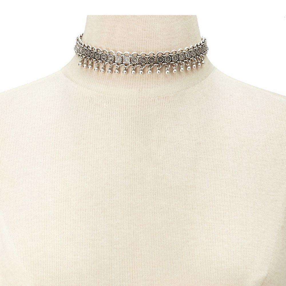 REBUY Rebuy Rantai Hadiah Punk Hot Wanita Pernyataan Chunky Bib Choker Alloy Necklace